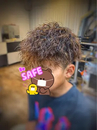 ショート パーマ メンズ キッズ 二本木 秀成のヘアスタイル