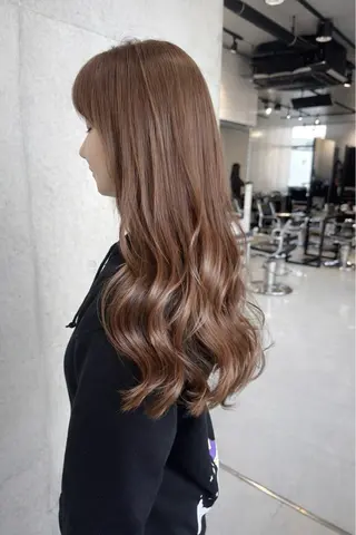 ロング カラー パーマ ヘアアレンジ 透明感/オリーブ/ グレージュ/YUKAのヘアスタイル