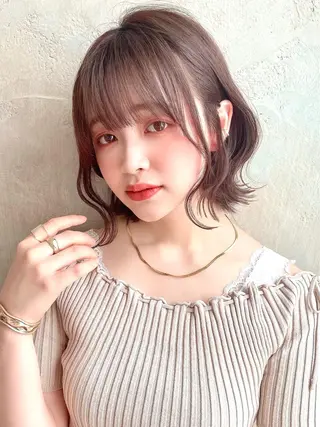 セミロング カラー パーマ ヘアアレンジ 🌈小顔似合わせ SHIHO🌈のヘアスタイル