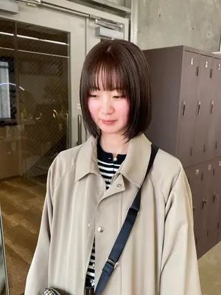 ミディアム 暖色カラー/オリーブ /ミニボブ/白柳美空のヘアスタイル