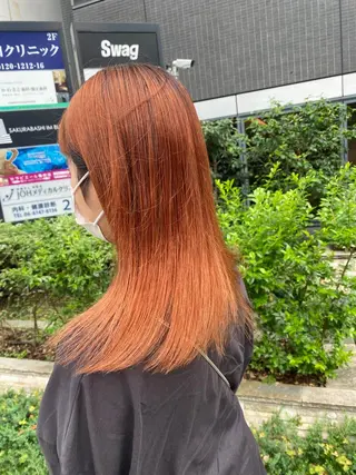 セミロング デザインカラー/ボブ ブリーチカラー/ユリのヘアスタイル