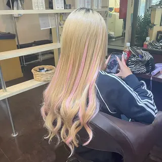 ロング 編み込みエクステ/ ハイトーン りょすけのヘアスタイル