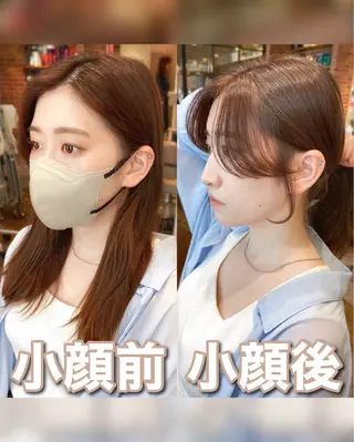 ミディアム カラー 顔まわりカット🌟 くびれヘア/寺門遥輝のヘアスタイル