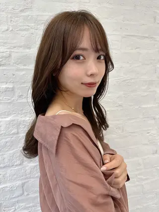 セミロング カラー 顔周り/くびれヘア 韓国ヘア💕風間るなのヘアスタイル