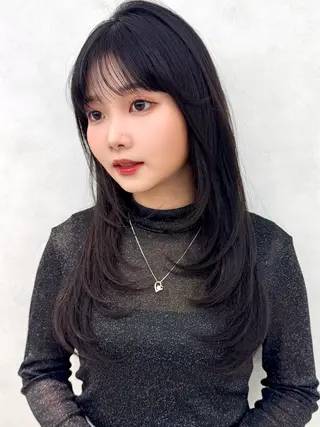 セミロング カラー 韓国ヘア🇰🇷透明 感カラー/yui💞のヘアスタイル