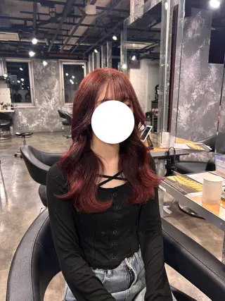 ロング カラー 寒色🦋韓国ヘア💙 レイヤー/グレージュのヘアスタイル