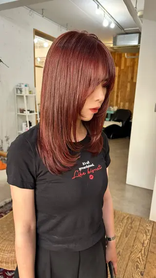 ミディアム カラー 🪭risa 暖色/レイヤー🪭のヘアスタイル