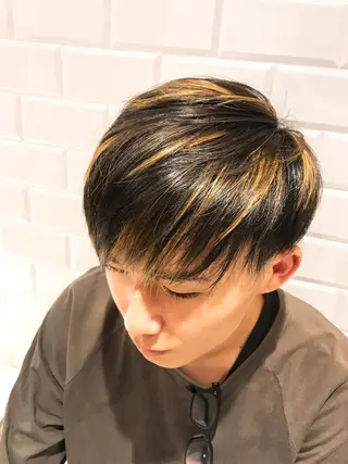 ショート カラー メンズ クロスパーマ松永裕久 似合わせカットのヘアスタイル