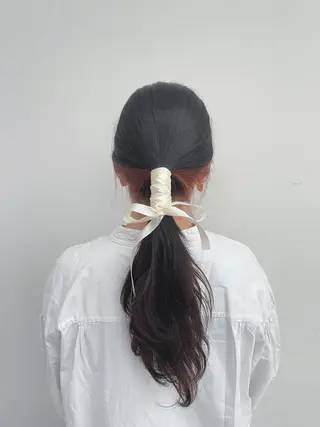 ロング カラー ヘアアレンジ 外山 なつ美のネイルデザイン