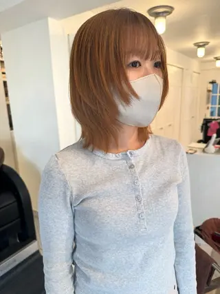 カラー ブリーチカラー🎀 韓国風/寺門美優のヘアスタイル