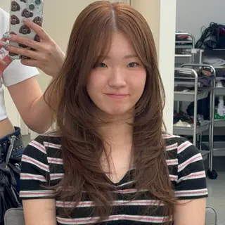 ロング カラー 前髪カット/韓国/ モモカ🎀のヘアスタイル