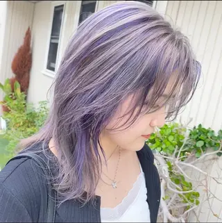 ミディアム ハイトーンカラー🌈 メンズパーマ鈴木康平のヘアスタイル