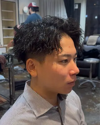 パーマ メンズ 漢眉毛/メンズパーマ /メッシュ/ヒロヤのヘアスタイル