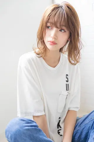 ミディアム カラー パーマ 🎊LUZ🎊_公 式_🩵髪質改善🩵のヘアスタイル