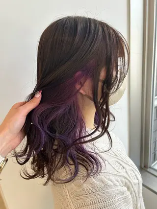 セミロング かな🎀 ぷるカラー/エクステのヘアスタイル