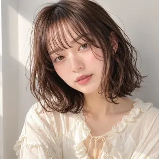 ミディアム パーマ ボブパーマ/縮毛矯正 /かわいい/せき🫧のヘアスタイル