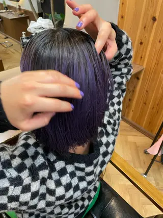 ミディアム デザインカラー/ボブ ブリーチカラー/ユリのヘアスタイル