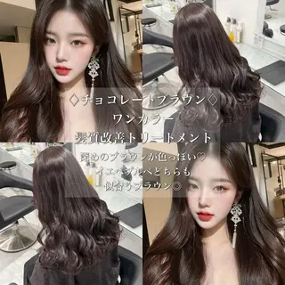 ロング カラー 韓国風艶髪🎀 暖色カラー🤍のヘアスタイル