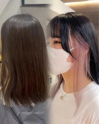 セミロング カラー 岡山ハイトーン・ ルーツカラー/こもものヘアスタイル
