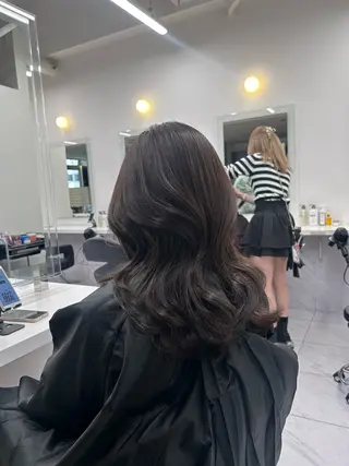 ロング カラー パーマ ヘアアレンジ キッズ ブリーチなしカラー/ ブラウン/レイヤーのヘアスタイル