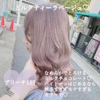 ミディアム カラー ヘアアレンジ TAKUMAブリーチ /切りっぱなし🪽のヘアスタイル