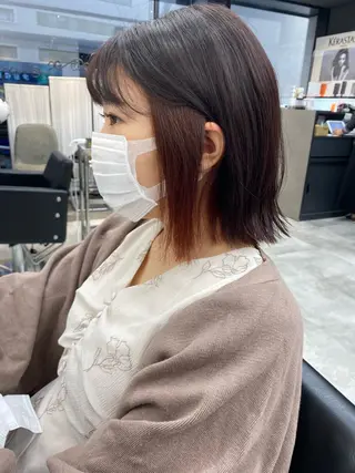 ミディアム カラー パーマ ヘアアレンジ メンズ キッズ ネイル マツエク・マツパ 韓国🇰🇷レイヤー カットオリーブカラーのヘアスタイル
