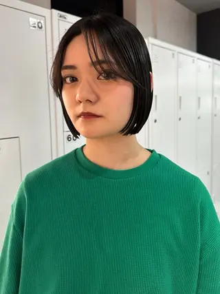 ショート カラー 縮毛矯正×ボブ職人 【圧倒的朝楽ボブ】のヘアスタイル