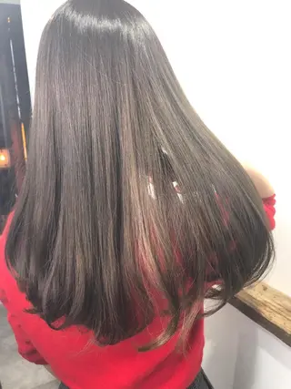 ミディアム カラー ヘアアレンジ 白髪ぼかしハイライト バレイヤージュヤマトのヘアスタイル