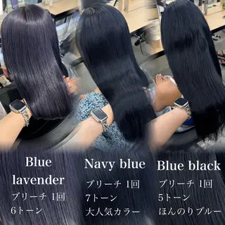 ロング カラー 暗髪🩶ラベンダー/ ブルー/ユウナ🤍のヘアスタイル