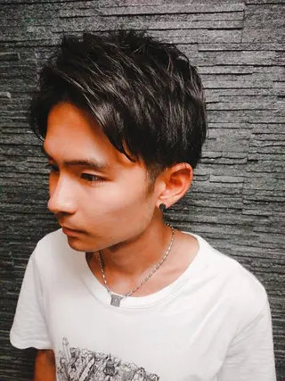 ミディアム メンズ プレミアムバーバー 目黒店のヘアスタイル