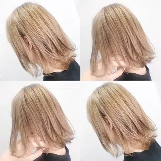 ミディアム カラー ヘアアレンジ TAKUMAブリーチ /切りっぱなし🪽のヘアスタイル