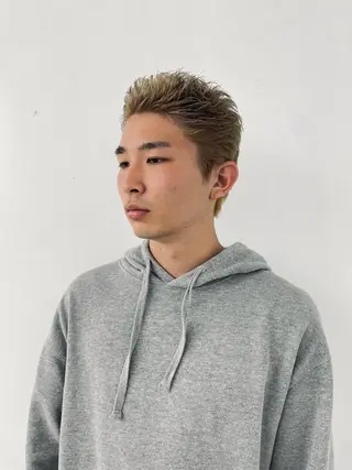 カラー メンズ スパイキーパーマ 柏NO1 藤本葉のヘアスタイル