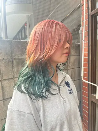 セミロング カラー ハイトーンを育てる ブリーチカラー/牧原のヘアスタイル