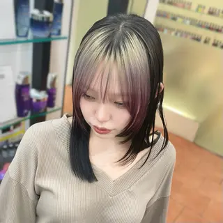 ミディアム カラー ⭐️韓国ブリーチ 顔周りカット⭐️のヘアスタイル