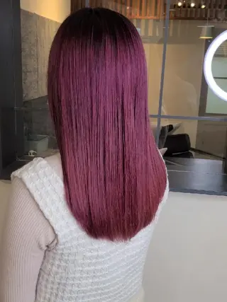 セミロング カラー ブリーチカラー🌈 嘉名 真樹のヘアスタイル