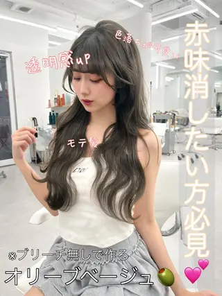 ロング カラー 透明感カラー✨🩵 韓国ヘアkanatoのヘアスタイル