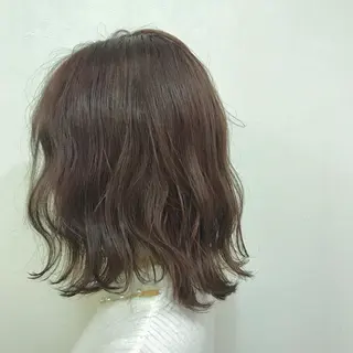 ミディアム カラー ニュアンスパーマ/ レイヤー/茶屋町のヘアスタイル