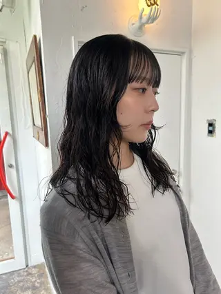 セミロング パーマ maho/垢抜け カラーパーマメイクのヘアスタイル