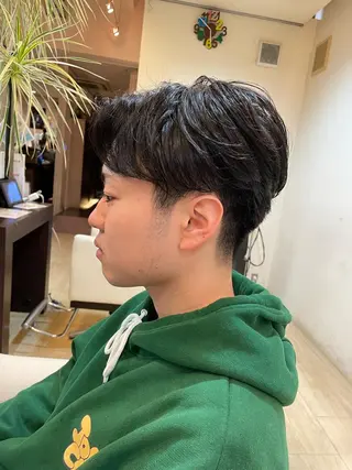 ミディアム パーマ メンズ メンズパーマ 赤司 泰樹のヘアスタイル