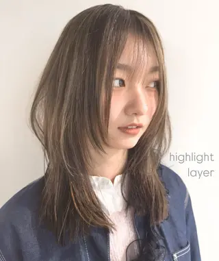 セミロング カラー ハイトーン/パーマ 大名 sakiのヘアスタイル
