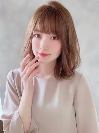 ミディアム カラー パーマ 髪質改善くすみカラー 🍀/石川大輔のヘアスタイル