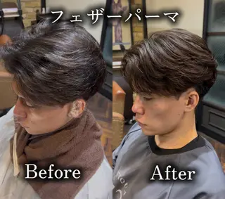 ショート 曲がる縮毛 フェザー ニュアンス  佐々木のヘアスタイル