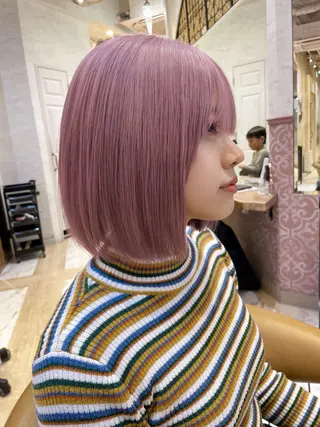 ミディアム カラー ブリーチなし 透明感カラー/艶髪のヘアスタイル