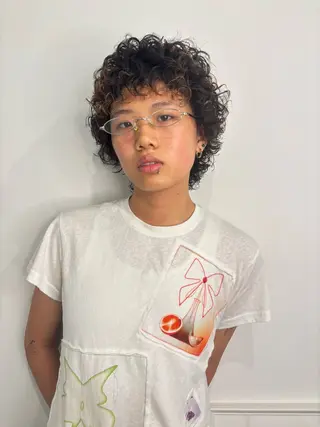 ショート パーマ IO/ブリーチカラー 特化美容師✨のヘアスタイル