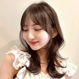 セミロング 🌹ハッシュカット、 レイヤー韓国ヘア🌹のヘアスタイル