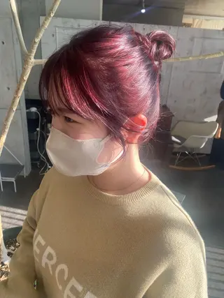 ミディアム カラー パーマ ヘアアレンジ メンズ キッズ ネイル マツエク・マツパ アイブロウ モリモト サナのヘアスタイル