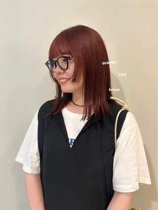 ミディアム カラー 暖色カラー/レイヤー 🌙 オノユリカのヘアスタイル