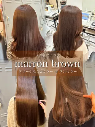 セミロング カラー 透け感ブラウンカラー /レイヤー🧸ナシコのヘアスタイル