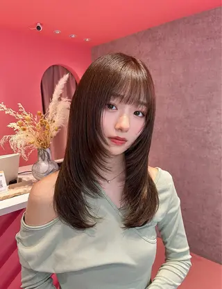 セミロング カラー 山崎/ボブ縮毛矯正 レイヤー髪質改善のヘアスタイル