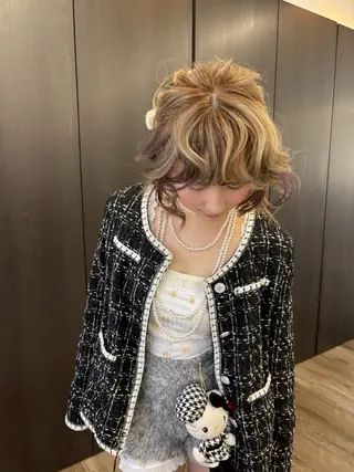 ミディアム カラー 似合わせカットカラー りおなのヘアスタイル